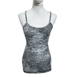 Lululemon Power Y Tank Top Luon Spray Jacquard White Black Women’s Size 6